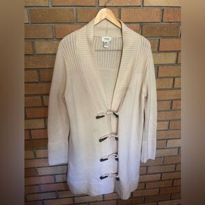 Neiman Marcus Woman’s Cardigan Sweater 100% Cashmere Ivory Hook Closure Size L